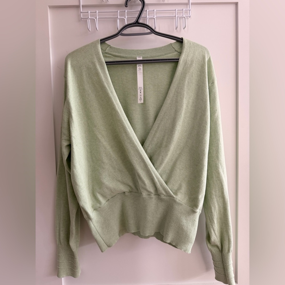 lululemon athletica Light Green V-Neck Wrap Sweater